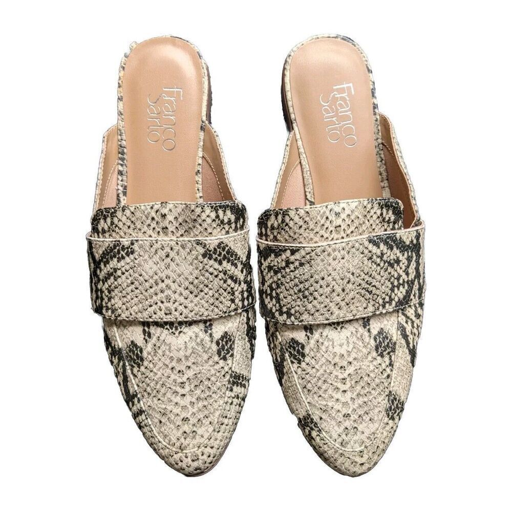 Franco Sarto Malesa Mules Faux Snakeskin Python Slip On 8.5M
